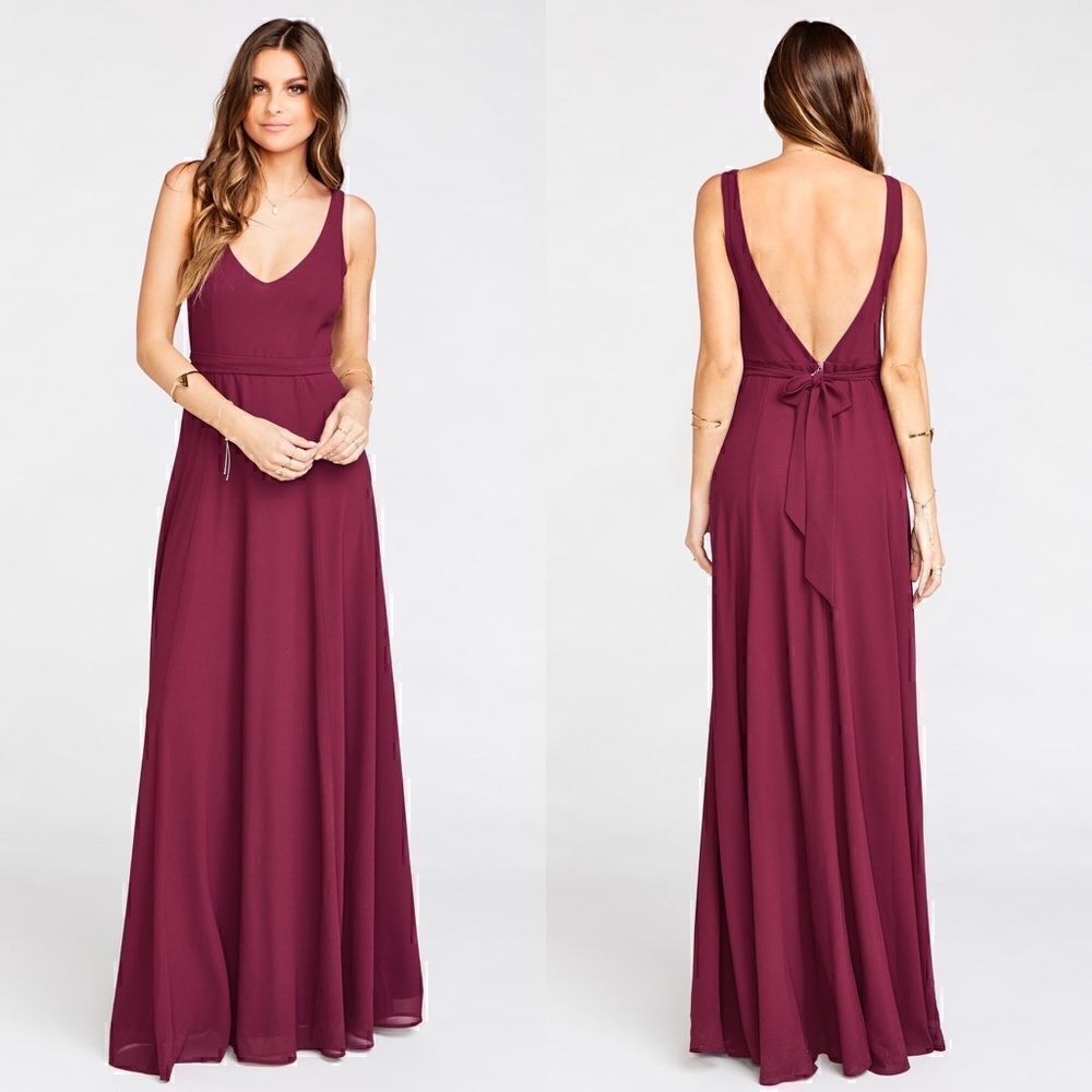 Show Me Your MuMu Jenn  Maxi Dress in  Merlot Chiffon size large